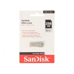 Pendrive | USB 3.2 | 256GB | R: 150MB/s | USB A | ULTRA LUXE | argintie | SDCZ74-256G-G46