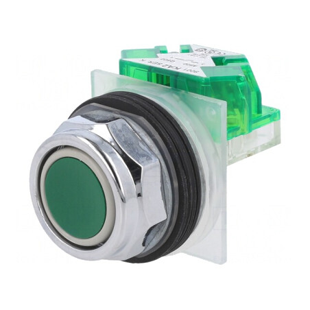 Comutator apăsare 30mm 1 NO verde | Electronic-mag.ro | Componente Electronice