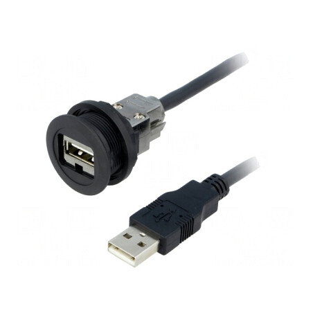 Soclu USB 22mm Har-Port Negru IP20  | Electronic-mag.ro | Componente Electronice