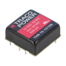 Convertor DC/DC 15W 9-18V la 24V 625mA THN 15-1215N | Electronic-mag.ro | Componente Electronice