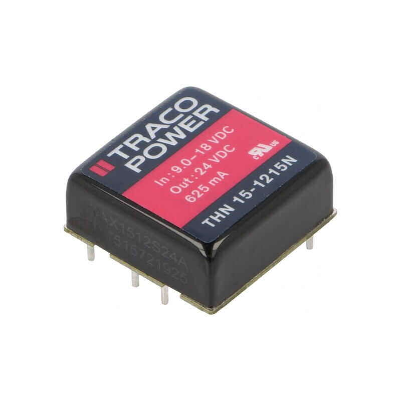 Convertor DC/DC 15W 9-18V la 24V 625mA THN 15-1215N | Electronic-mag.ro | Componente Electronice
