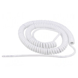 Cablu spiralat neecranat 3G1mm2 PUR alb 1m-3,5m
