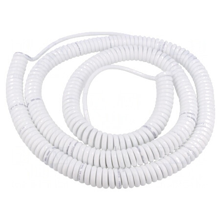 Cablu Spiralat PUR Alb 5x0,22mm² 1,5m 300V | Electronic-mag.ro | Componente Electronice