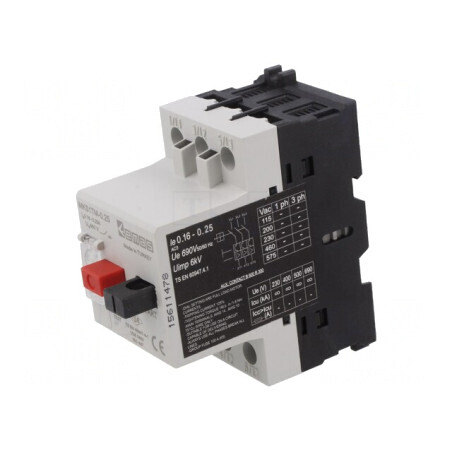 Întrerupător Motor Șină DIN 0,16-0,25A IP40 3 Poli | Electronic-mag.ro | Componente Electronice