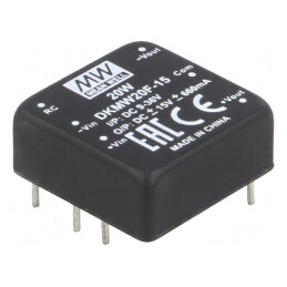 Convertor DC/DC 20W 9-36V la ±15V THT | Electronic-mag.ro | Componente Electronice