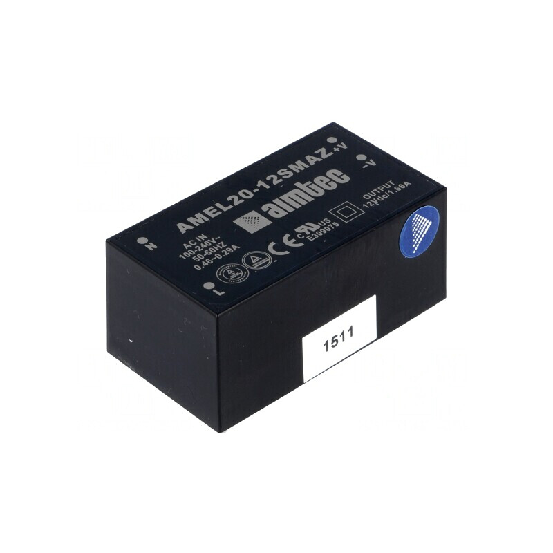 Convertor AC/DC 20W 12VDC AMEL20-12SMAZ | Electronic-mag.ro | Componente Electronice
