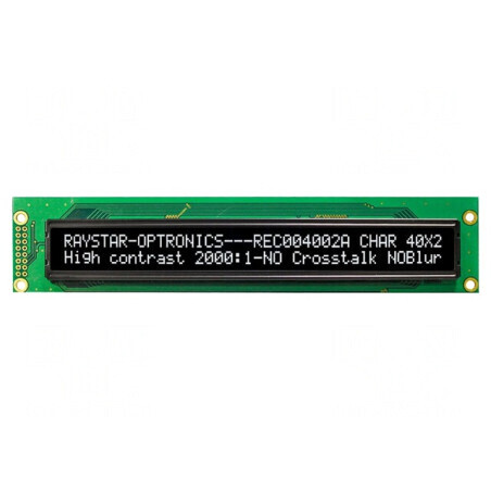 Afișaj OLED Alfanumeric 40x2 Alb 182x38.5x9.3mm 16 PIN | Electronic-mag.ro | Componente Electronice