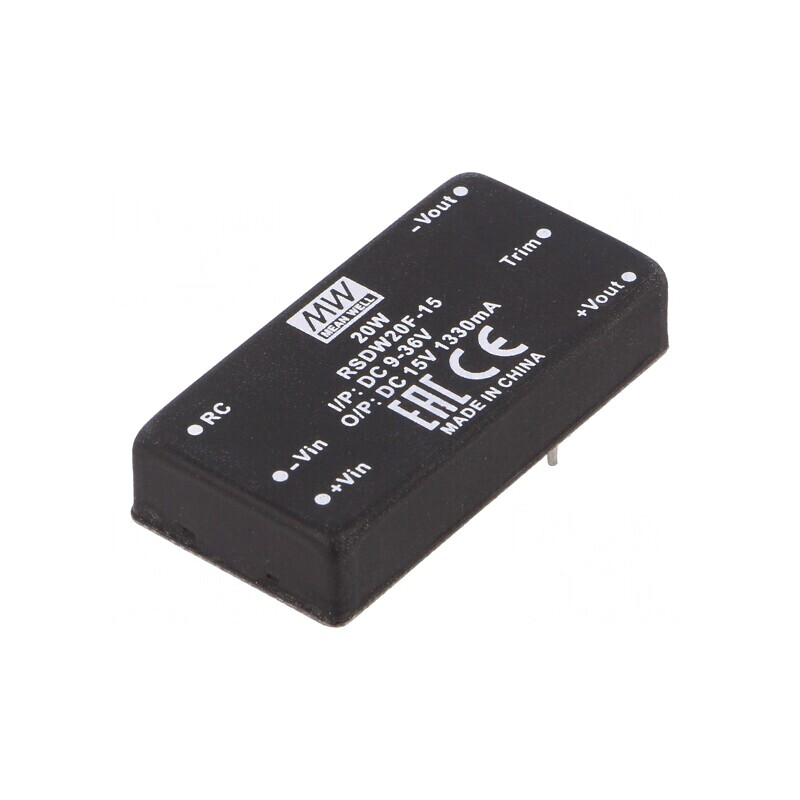 Convertor DC/DC 20W 9-36V la 15V 1330mA THT | Electronic-mag.ro | Componente Electronice