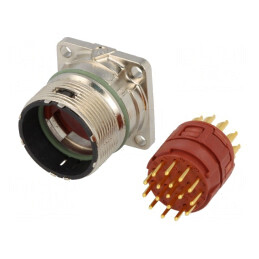 Conector M23 Soclu 17 PIN Tată Lipire Drept Aurit IP68 | Electronic-mag.ro | Componente Electronice