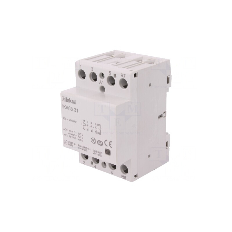 Contactor 4-poli 63A 230VAC NC NO x3 pentru instalații | Electronic-mag.ro | Componente Electronice