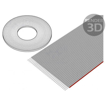 Cablu Banda 1mm Litat Neecranat PVC Gri 34x28AWG | Electronic-mag.ro | Componente Electronice