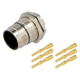 Conector M23 Soclu 6 PIN Tată Crimpat Ecranat Aurit IP67 | Electronic-mag.ro | Componente Electronice