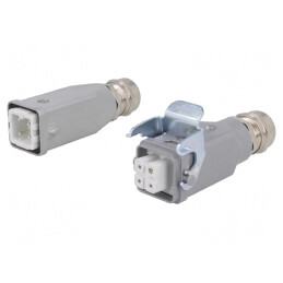 Conector HDC tată-mamă 4+3 PIN dimensiune A3 drept | Electronic-mag.ro | Componente Electronice