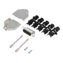 Conector D-Sub 15-Pin Tată Drept Cu Șurub Pe Cablu | Electronic-mag.ro | Componente Electronice