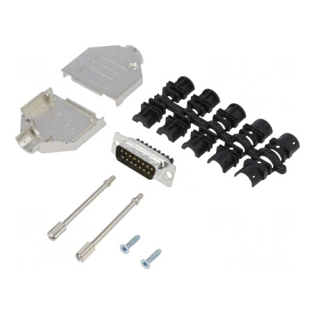 Conector D-Sub 15-Pin Tată Drept Cu Șurub Pe Cablu | Electronic-mag.ro | Componente Electronice