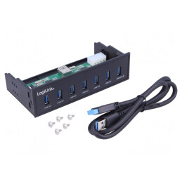 Hub USB 3.0 cu 7 Porturi pentru Slot 5.25" | Electronic-mag.ro | Componente Electronice