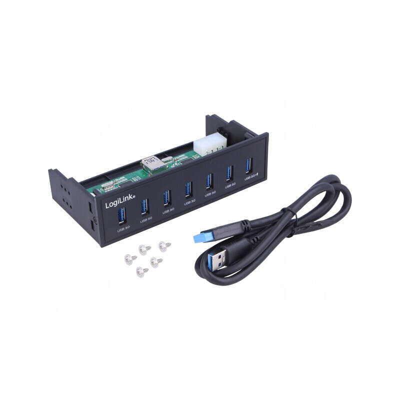 Hub USB 3.0 cu 7 Porturi pentru Slot 5.25" | Electronic-mag.ro | Componente Electronice