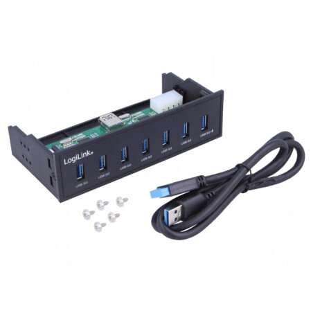 Hub USB 3.0 cu 7 Porturi pentru Slot 5.25" | Electronic-mag.ro | Componente Electronice