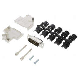 Conector D-Sub 15 Pin Tată 45° Terminal Șurub pe Cablu | Electronic-mag.ro | Componente Electronice