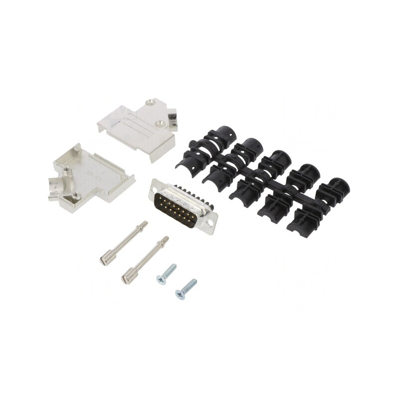 Conector D-Sub 15 Pin Tată 45° Terminal Șurub pe Cablu | Electronic-mag.ro | Componente Electronice
