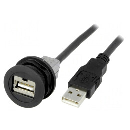 Soclu USB | 22mm | har-port | -25÷70°C | Ø22,3mm | IP20 | neagră | Lung: 1m | 09454521961