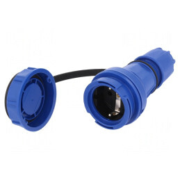 Conector Alimentare AC Mamă 2P PE 250V 16A Albastru | Electronic-mag.ro | Componente Electronice