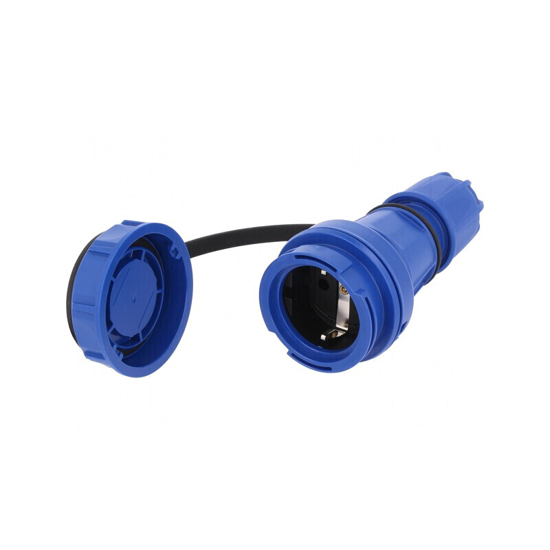 Conector Alimentare AC Mamă 2P PE 250V 16A Albastru | Electronic-mag.ro | Componente Electronice
