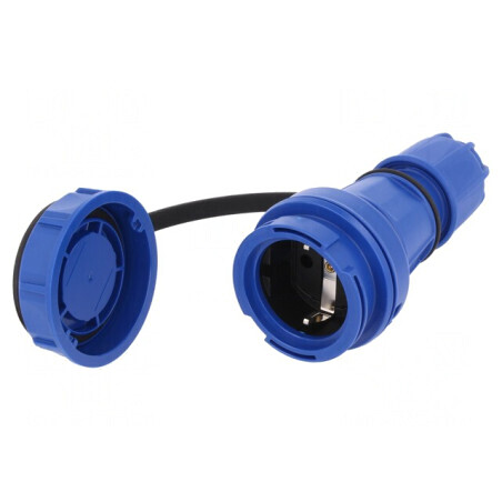 Conector Alimentare AC Mamă 2P PE 250V 16A Albastru | Electronic-mag.ro | Componente Electronice