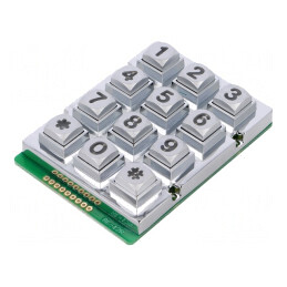 Tastatură: metal | Nr.butoane: 12 | LED | metal | 200mΩ | 1,2N | 20mA | 2,1V | AK-207-N-SSL-WP-MM-DS