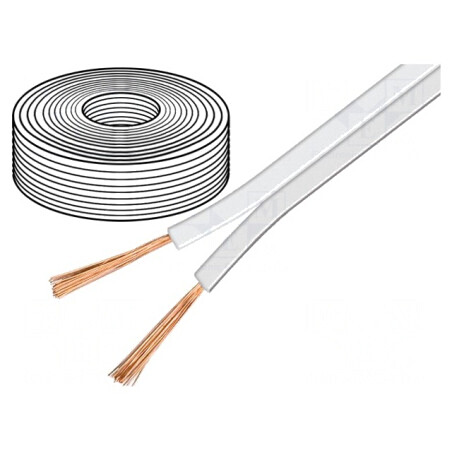 Cablu Difuzor 2x0.75mm² OFC Alb Neecranat | Electronic-mag.ro | Componente Electronice