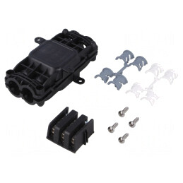 Mufă cu Gel RELICON Poliamidă IP68 Neagră 138mm x 78mm | Electronic-mag.ro | Componente Electronice