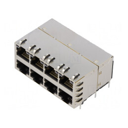 Soclu RJ45 Ecranat cu LED 8p8c THT | Electronic-mag.ro | Componente Electronice