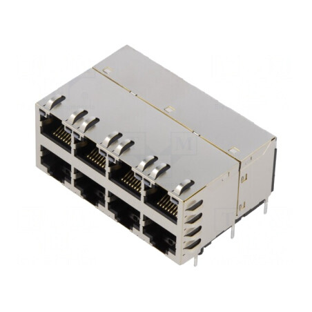 Soclu RJ45 Ecranat cu LED 8p8c THT | Electronic-mag.ro | Componente Electronice