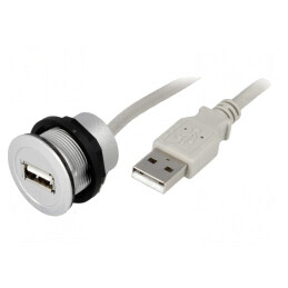 Soclu USB Har-Port Ø22mm Argintiu IP20 | Electronic-mag.ro | Componente Electronice