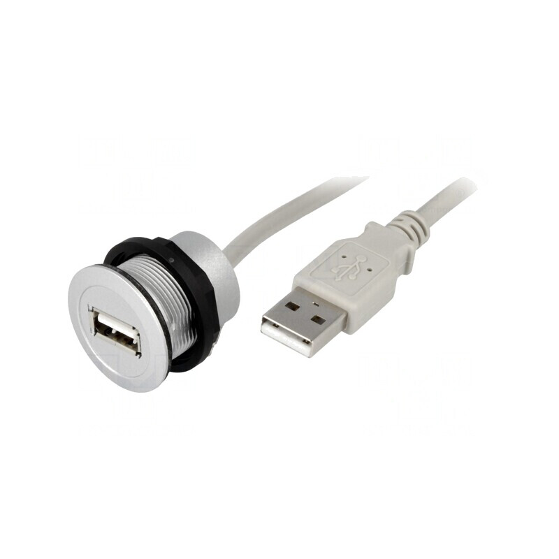 Soclu USB Har-Port Ø22mm Argintiu IP20 | Electronic-mag.ro | Componente Electronice