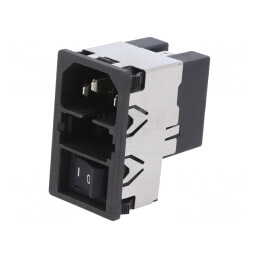 Conector Alimentare AC Soclu Tată 4A 250VAC IEC 60320 KMF | Electronic-mag.ro | Componente Electronice