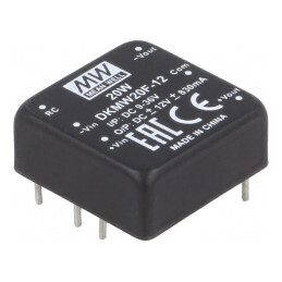 Convertor DC/DC 20W 9-36V la 12V/-12V THT | Electronic-mag.ro | Componente Electronice