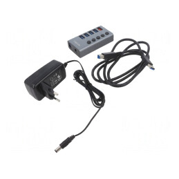 Hub USB 3.2 cu LED și Întrerupător 5Gbps | Electronic-mag.ro | Componente Electronice
