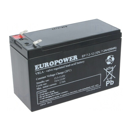 Baterie Plumb-Acid 12V 7.2Ah AGM Fără Întreținere | Electronic-mag.ro | Componente Electronice