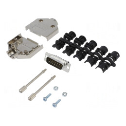 Conector D-Sub 15 Pin Tată Drept cu Șurub pentru Cablu | Electronic-mag.ro | Componente Electronice