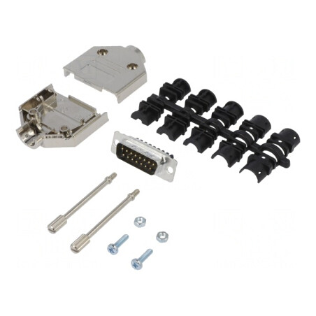 Conector D-Sub 15 Pin Tată Drept cu Șurub pentru Cablu | Electronic-mag.ro | Componente Electronice