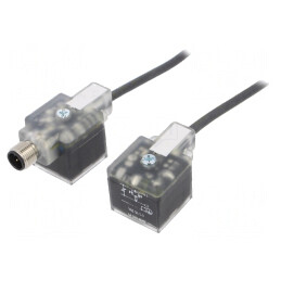 Cablu-adaptor DIN 43650 mufă x2 M12 PIN 3 IP67 0,4M
