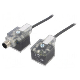Cablu-adaptor DIN 43650 mufă x2 M12 PIN 3 IP67 0,4M | Electronic-mag.ro | Componente Electronice