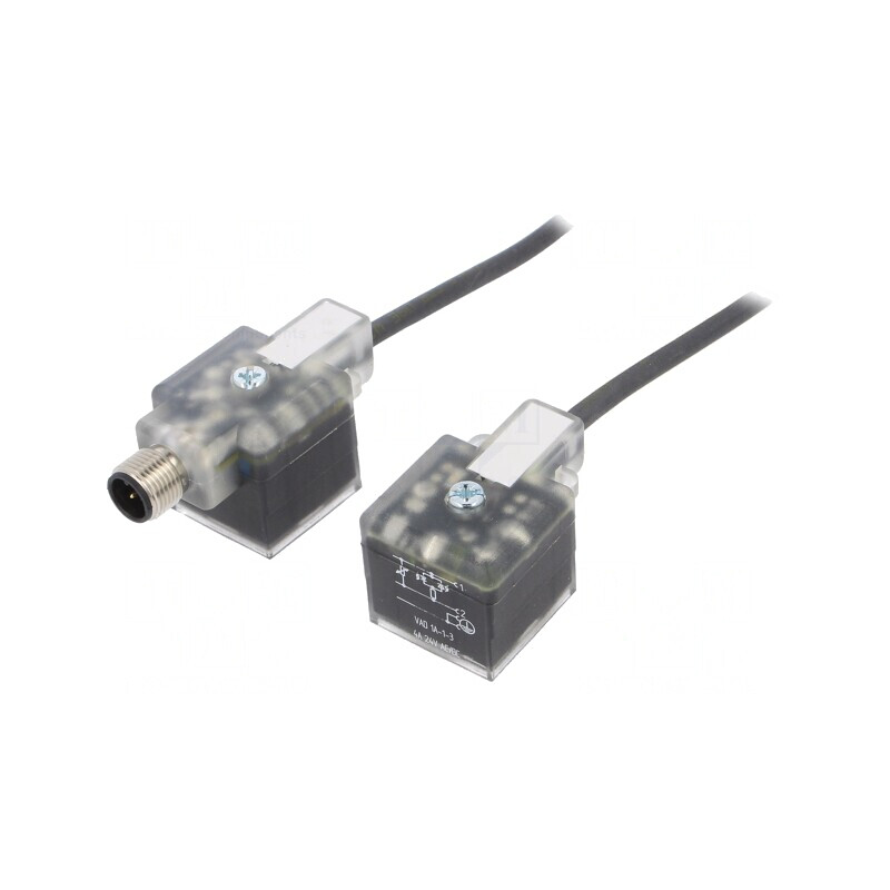 Cablu-adaptor DIN 43650 mufă x2 M12 PIN 3 IP67 0,4M | Electronic-mag.ro | Componente Electronice