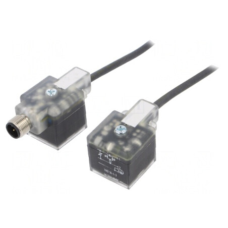 Cablu-adaptor DIN 43650 mufă x2 M12 PIN 3 IP67 0,4M | Electronic-mag.ro | Componente Electronice