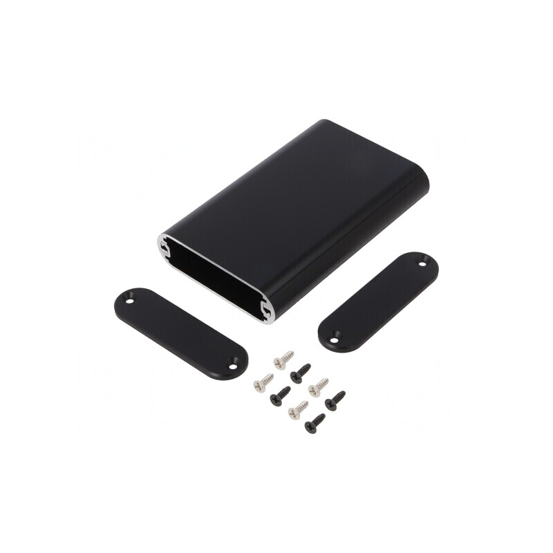 Carcasă aluminiu neagră 70x114x20mm | Electronic-mag.ro | Componente Electronice