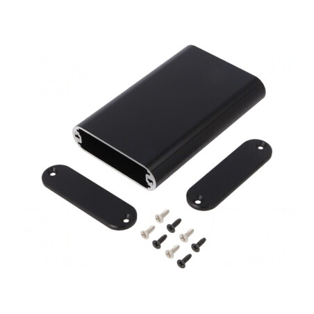 Carcasă aluminiu neagră 70x114x20mm | Electronic-mag.ro | Componente Electronice
