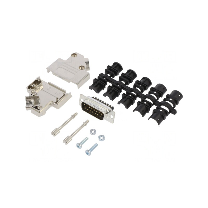 Conector D-Sub 15 PIN tată 45° terminal cu șurub pe cablu | Electronic-mag.ro | Componente Electronice