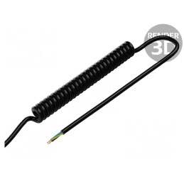 Cablu spiralat 3G0,75mm2 neecranat PUR negru 1m
