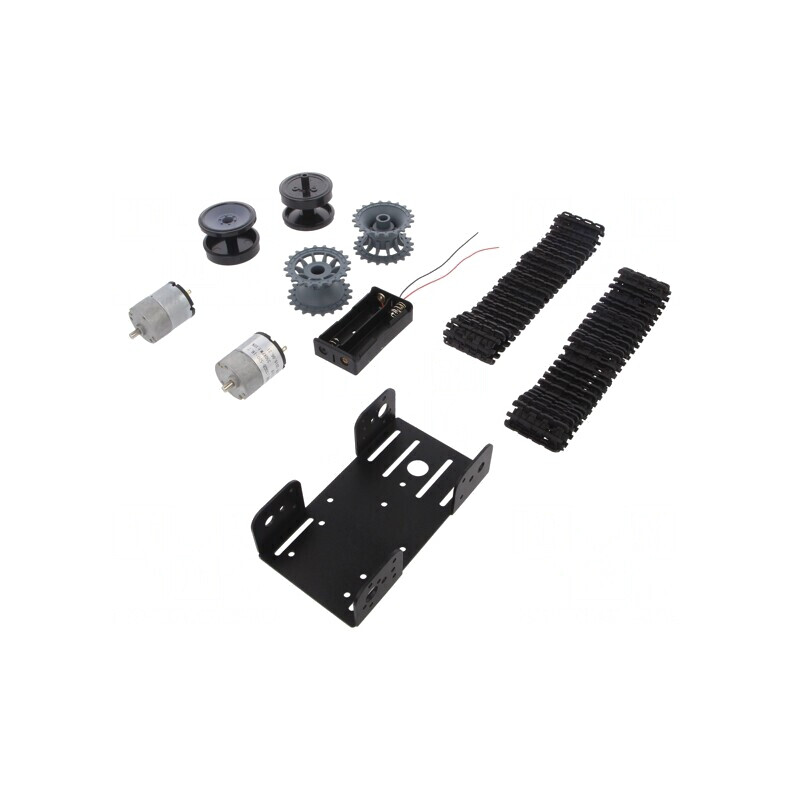 Şasiu cu Şenile Negru 193x163x60mm 6-12VDC 2 Motoare | Electronic-mag.ro | Componente Electronice